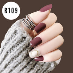 BROWN AND WHITE PEARL NAILS- R109