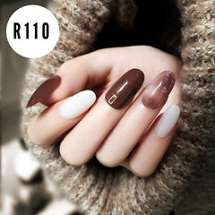 WHITE AND BROWN MARBLE NAILS- R110