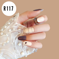 BROWN HEART COFFEE NAILS- R117