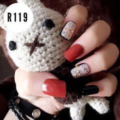 MAROON AND BLACK PEARL NAILS- R119