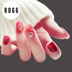 RED AND PINK PEARL NAILS - R066