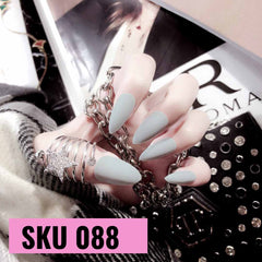GRAY STILETTO MATTE NAILS