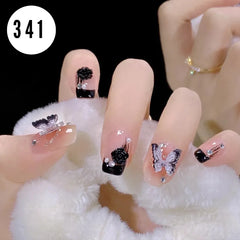 MIDNIGHT GARDEN FRENCH TIP NAILS