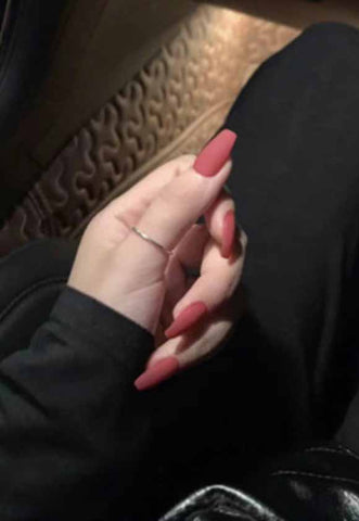 MAROON ALMOND MATTE NAILS