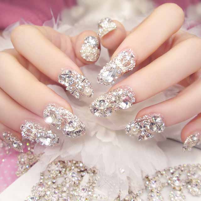 Amazon.com: Pink Gradient Press on Nails Medium Square Fake Nails Acrylic  False Nails with White Flower & Rhinestones Designs Full Cover Stick on Artificial  Nails Glossy Glue on Nails for Women :